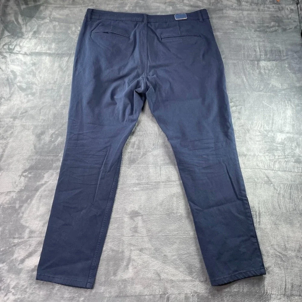 Mugsy Pants Mens 38x32 Morgans‎ Chino Blue Classic Slim Fit Stretch Casual